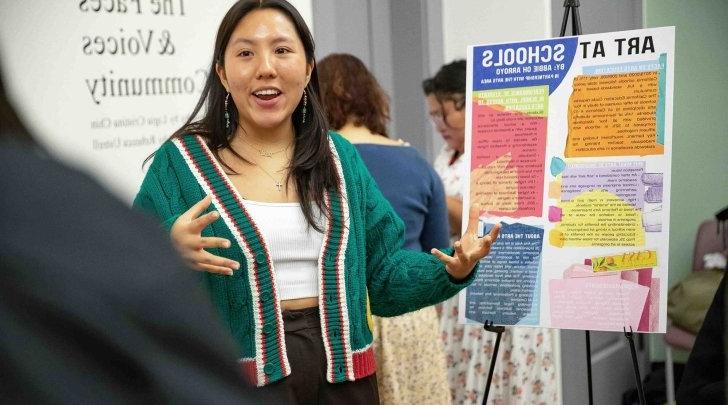 A student presents a community engagement project